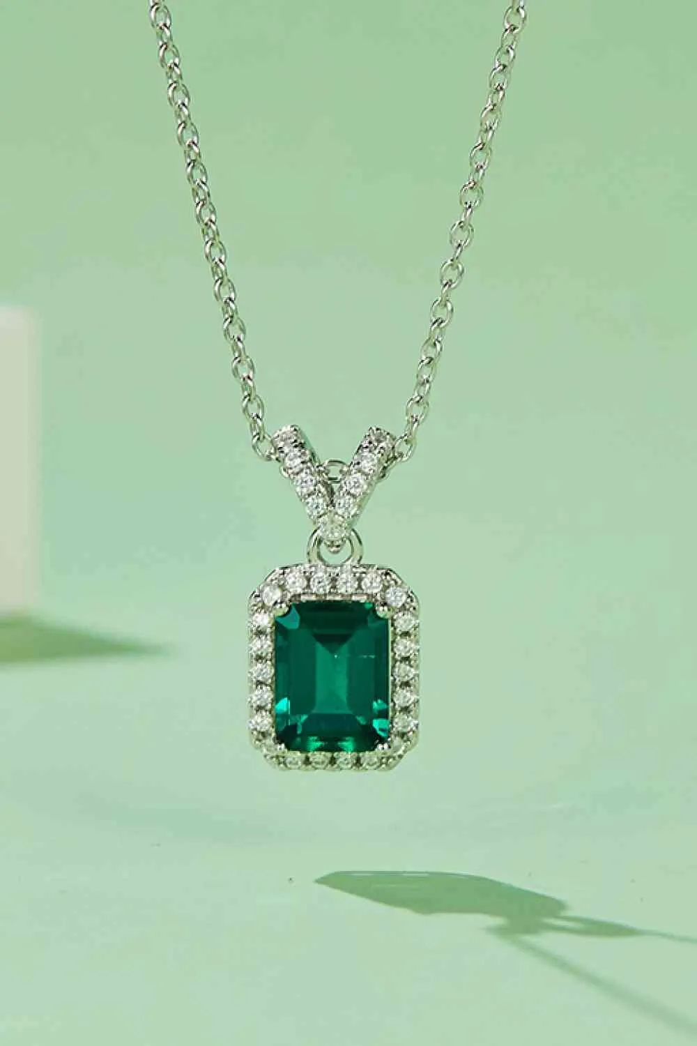 Adored 1.25 Carat Lab-Grown Emerald Pendant Necklace