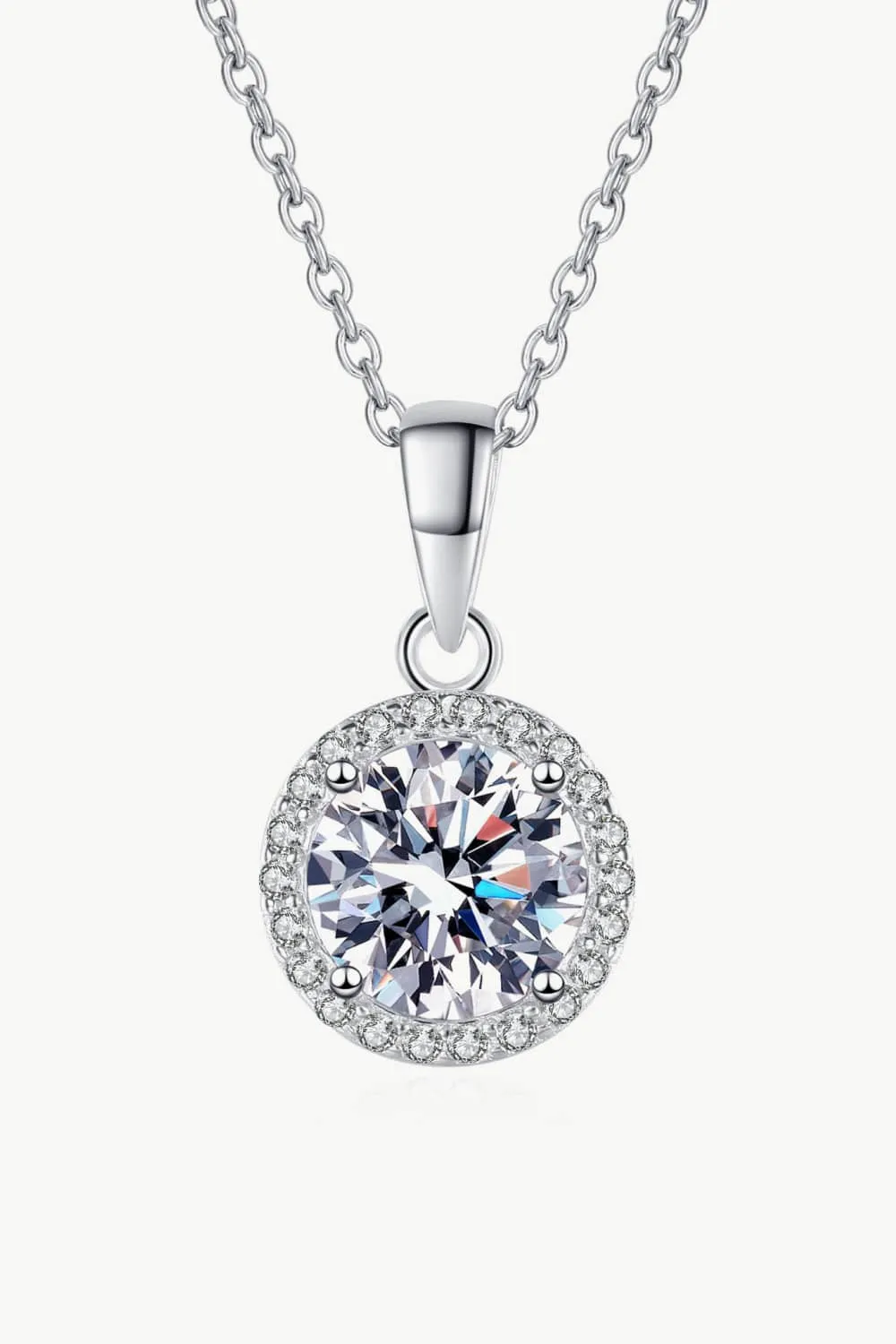 Adored Chance to Charm 1 Carat Moissanite Round Pendant Chain Necklace