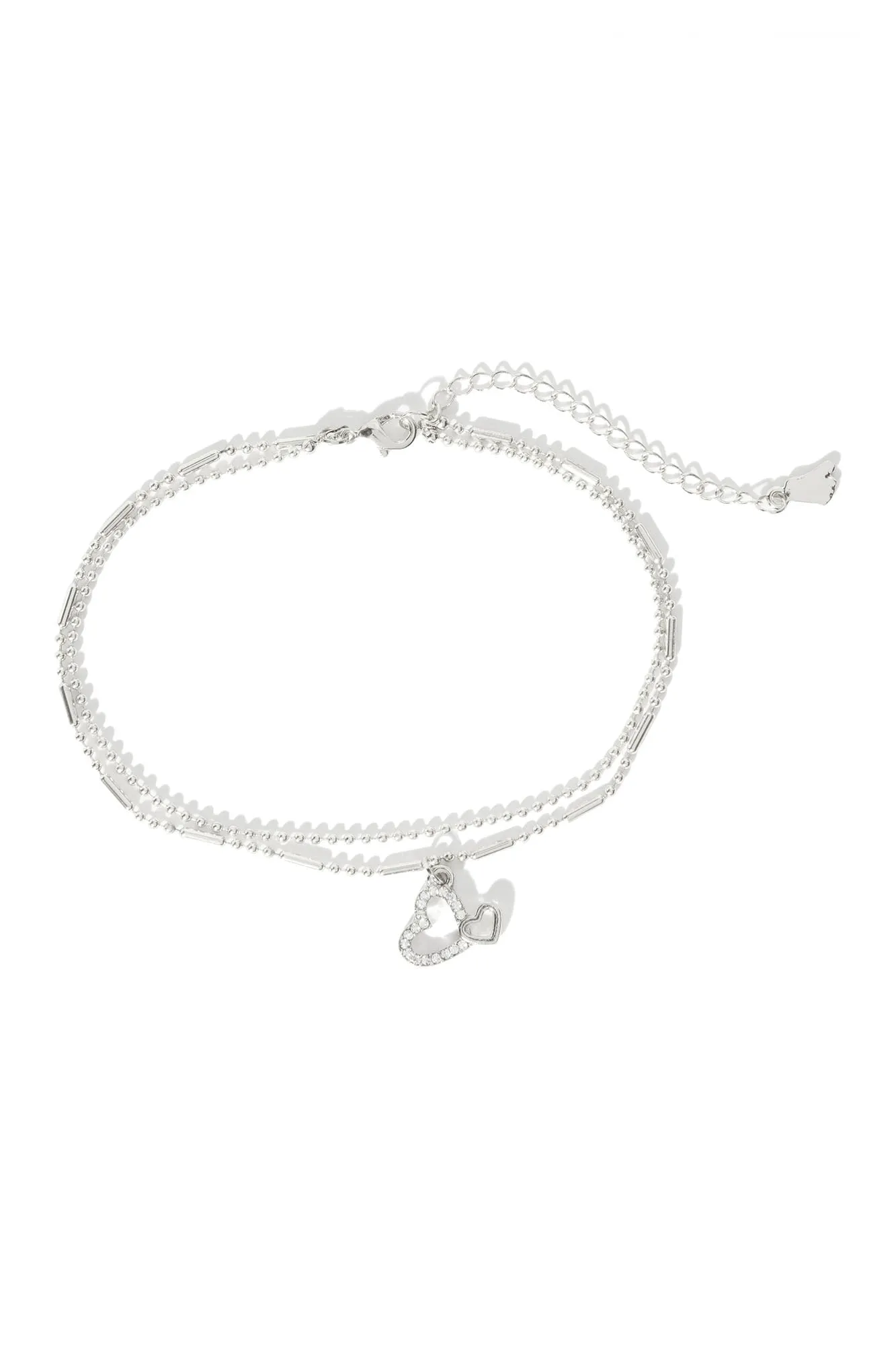 Always Together Heart Anklet - Silver