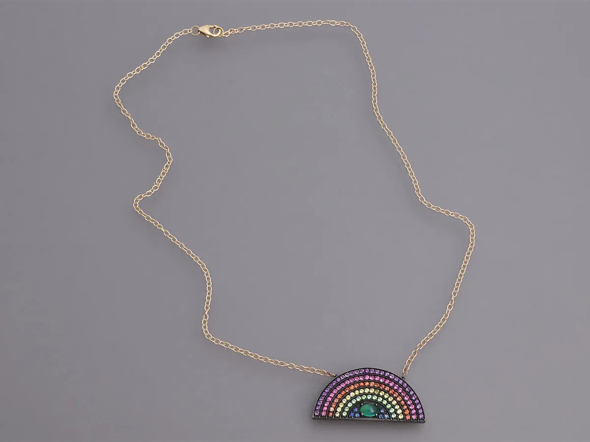 Andrea Fohrman 14K Gold Multistone Rainbow Pendant Necklace