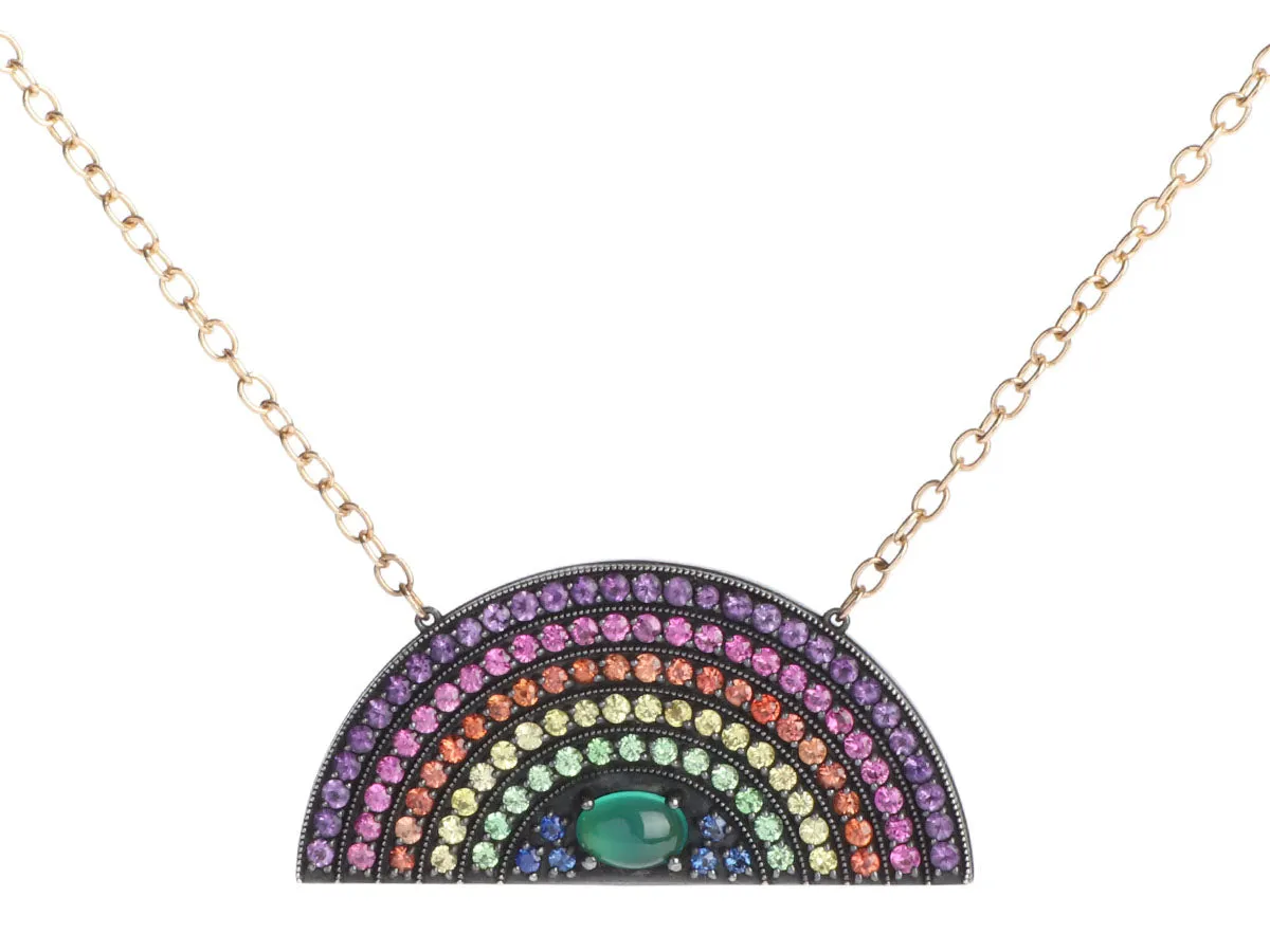 Andrea Fohrman 14K Gold Multistone Rainbow Pendant Necklace