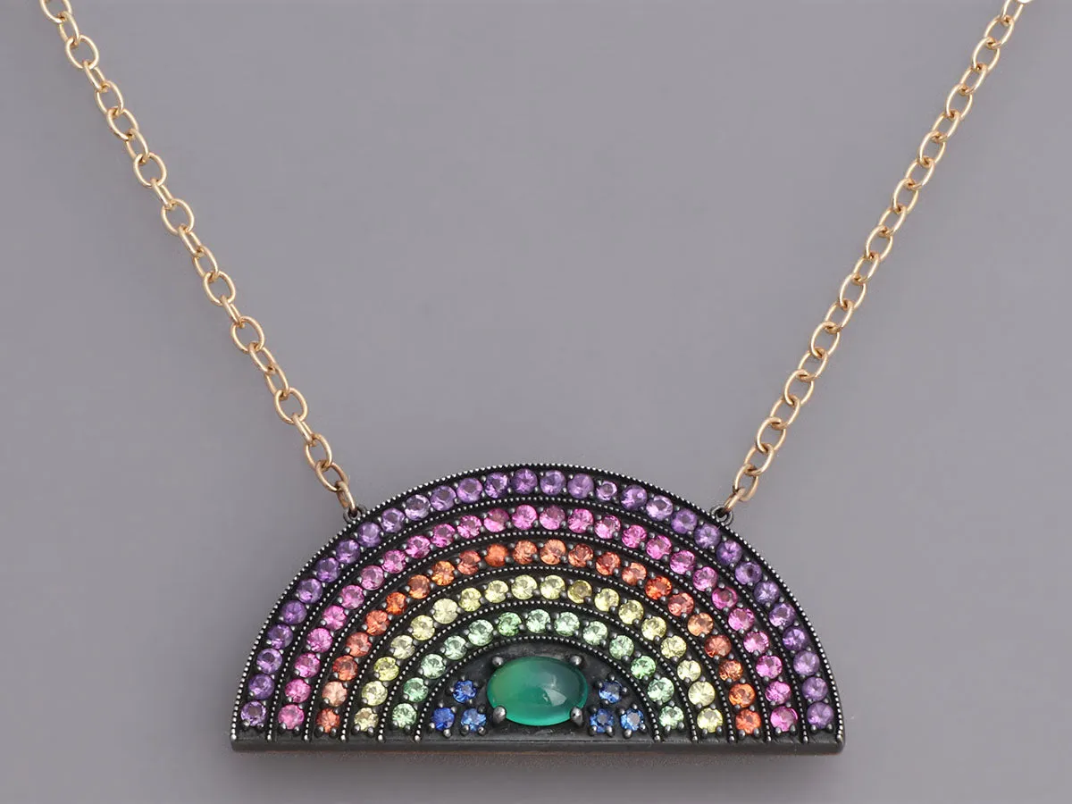 Andrea Fohrman 14K Gold Multistone Rainbow Pendant Necklace