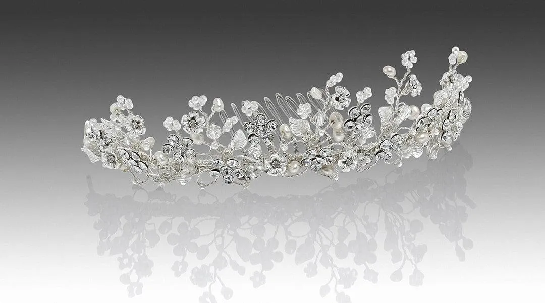 Anja's Dream Tiara Fresh Water Pearls Floral