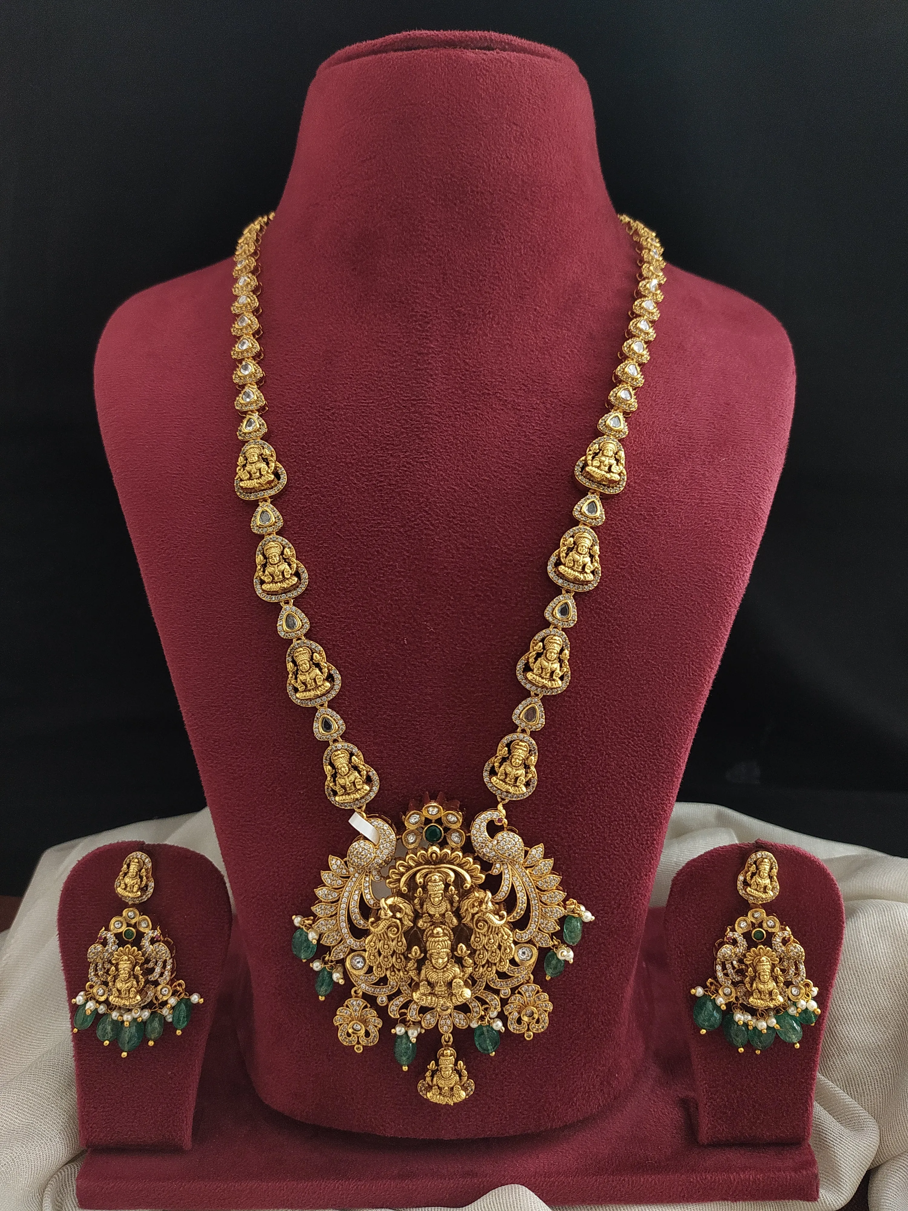 Antique 3D Nagas Zircon Stones Traditional Long Haram Set