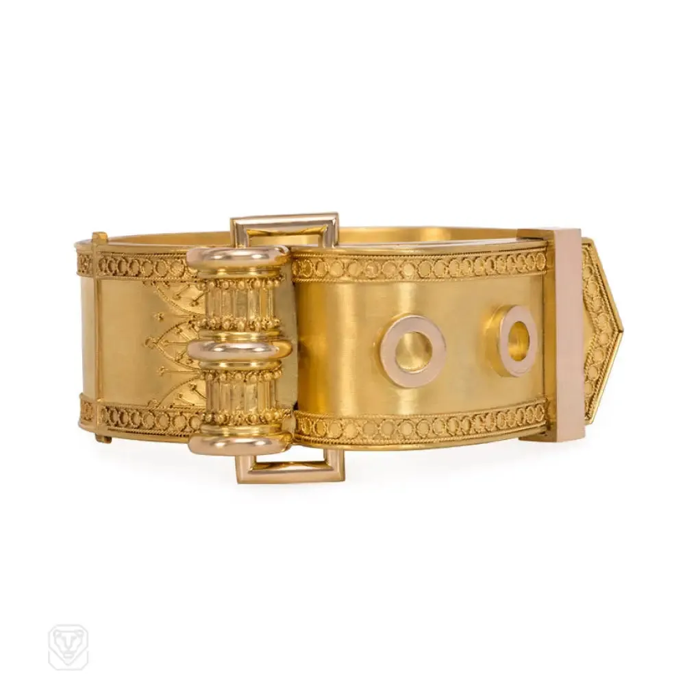 Antique gold buckled cuff bracelet