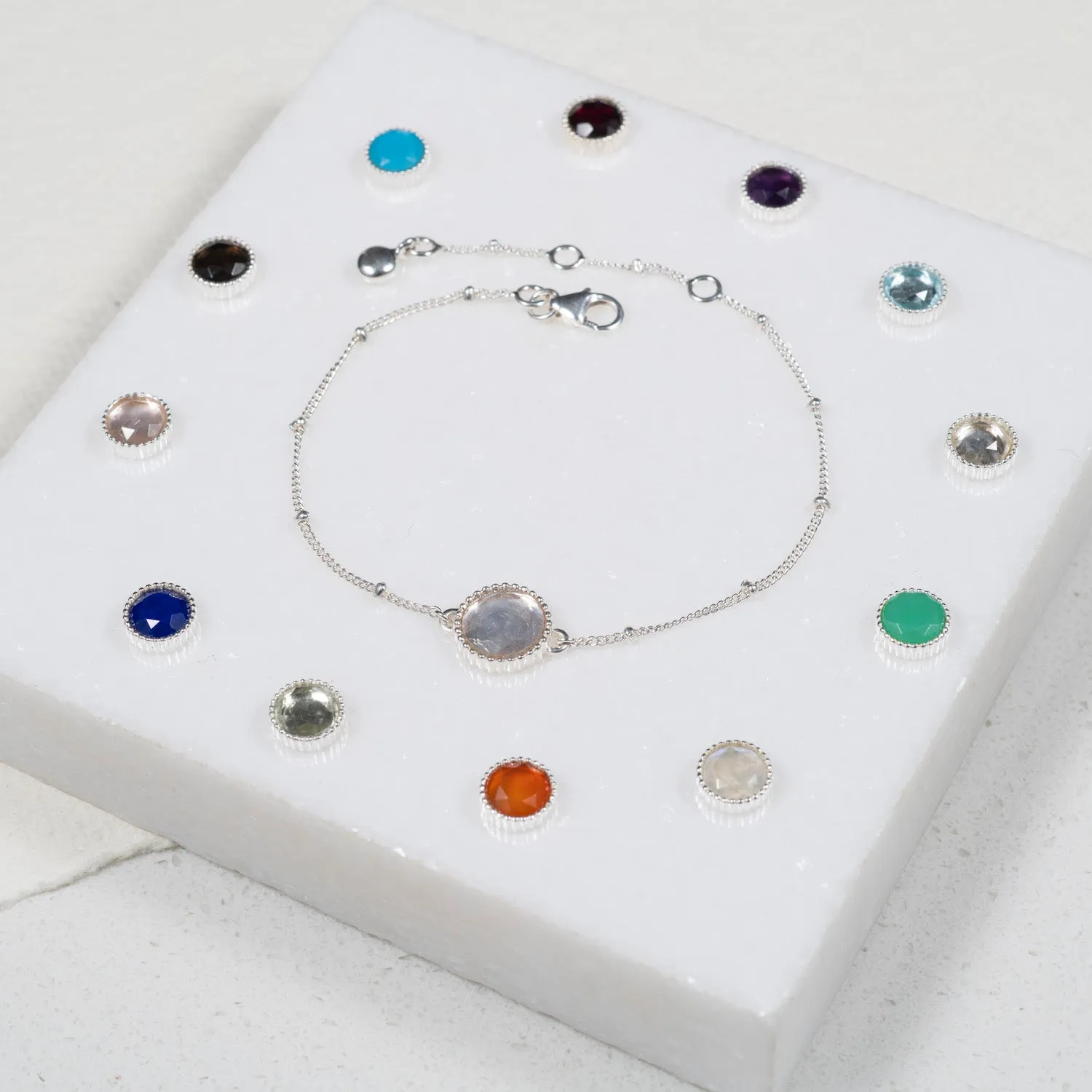 Barcelona Birthstone Silver Bracelet