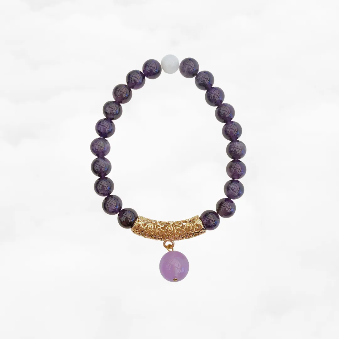 Beaded Amethyst Auspicious Clouds Bracelet