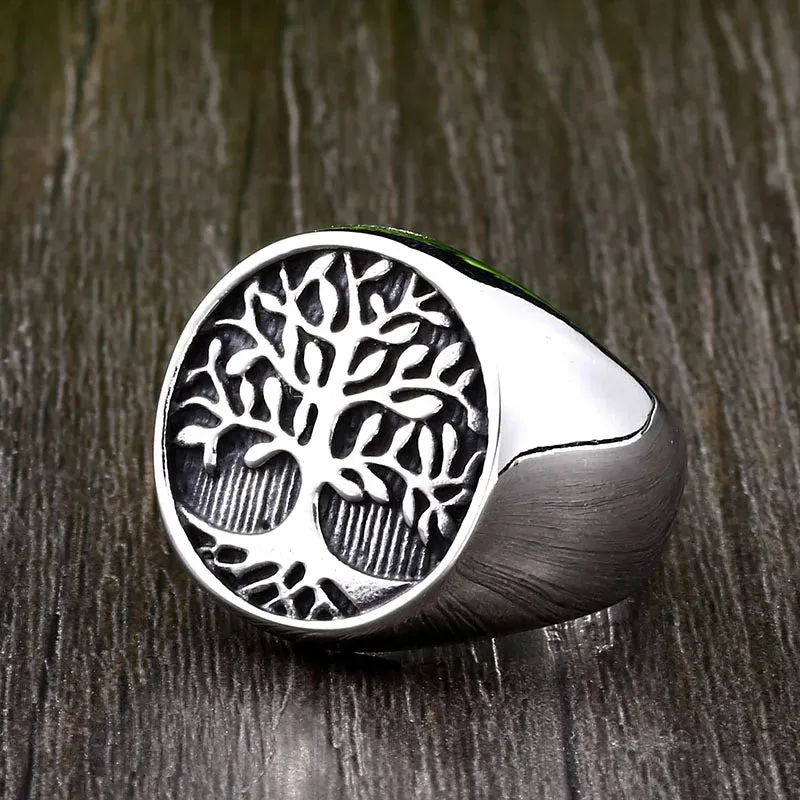 Beier New Style 316L Stainless Steel Tree of Life Signet Ring Classic Men Viking Amulet Rings Nordic Jewelry For Men Wholesale