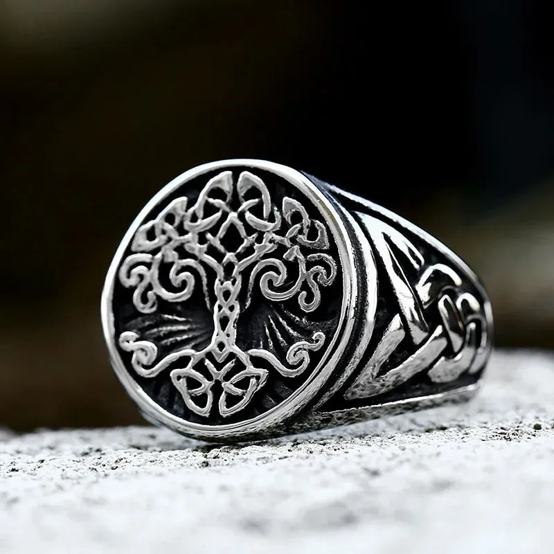 Beier New Style 316L Stainless Steel Tree of Life Signet Ring Classic Men Viking Amulet Rings Nordic Jewelry For Men Wholesale