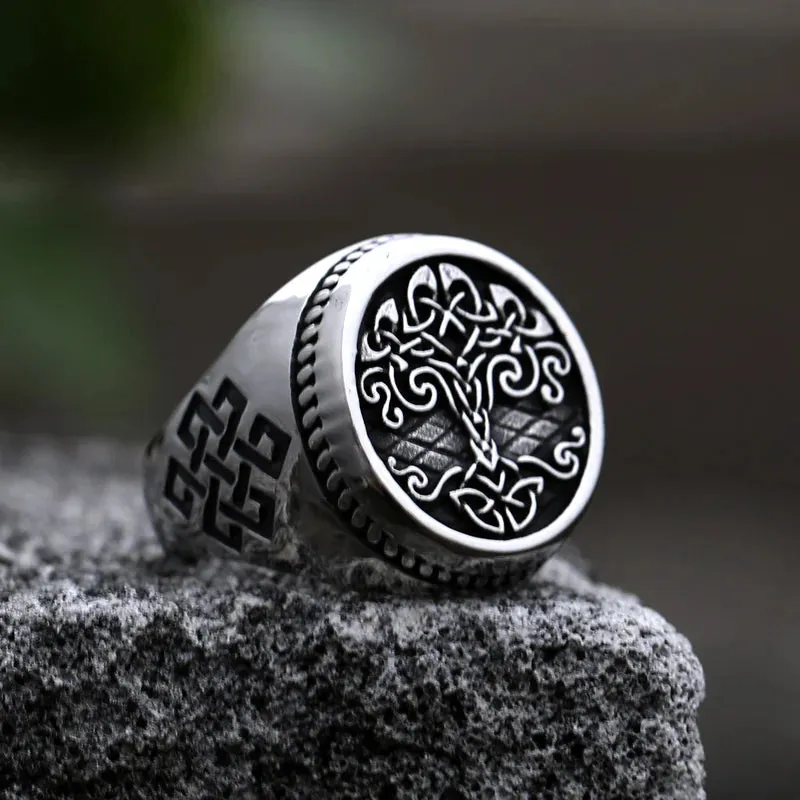 Beier New Style 316L Stainless Steel Tree of Life Signet Ring Classic Men Viking Amulet Rings Nordic Jewelry For Men Wholesale