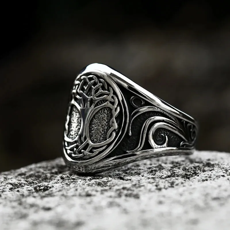 Beier New Style 316L Stainless Steel Tree of Life Signet Ring Classic Men Viking Amulet Rings Nordic Jewelry For Men Wholesale