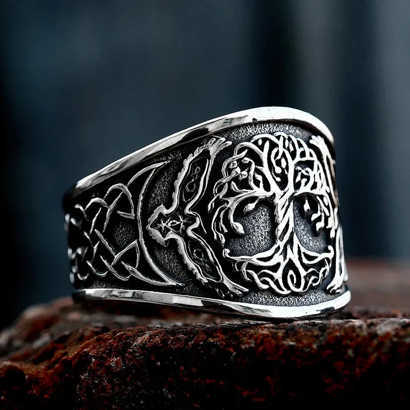 Beier New Style 316L Stainless Steel Tree of Life Signet Ring Classic Men Viking Amulet Rings Nordic Jewelry For Men Wholesale