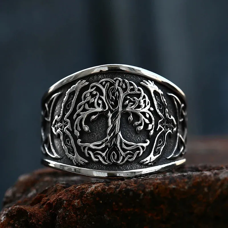 Beier New Style 316L Stainless Steel Tree of Life Signet Ring Classic Men Viking Amulet Rings Nordic Jewelry For Men Wholesale