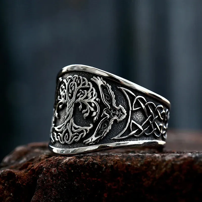 Beier New Style 316L Stainless Steel Tree of Life Signet Ring Classic Men Viking Amulet Rings Nordic Jewelry For Men Wholesale