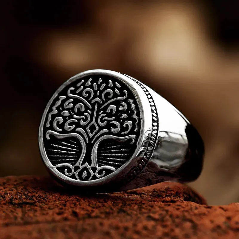 Beier New Style 316L Stainless Steel Tree of Life Signet Ring Classic Men Viking Amulet Rings Nordic Jewelry For Men Wholesale