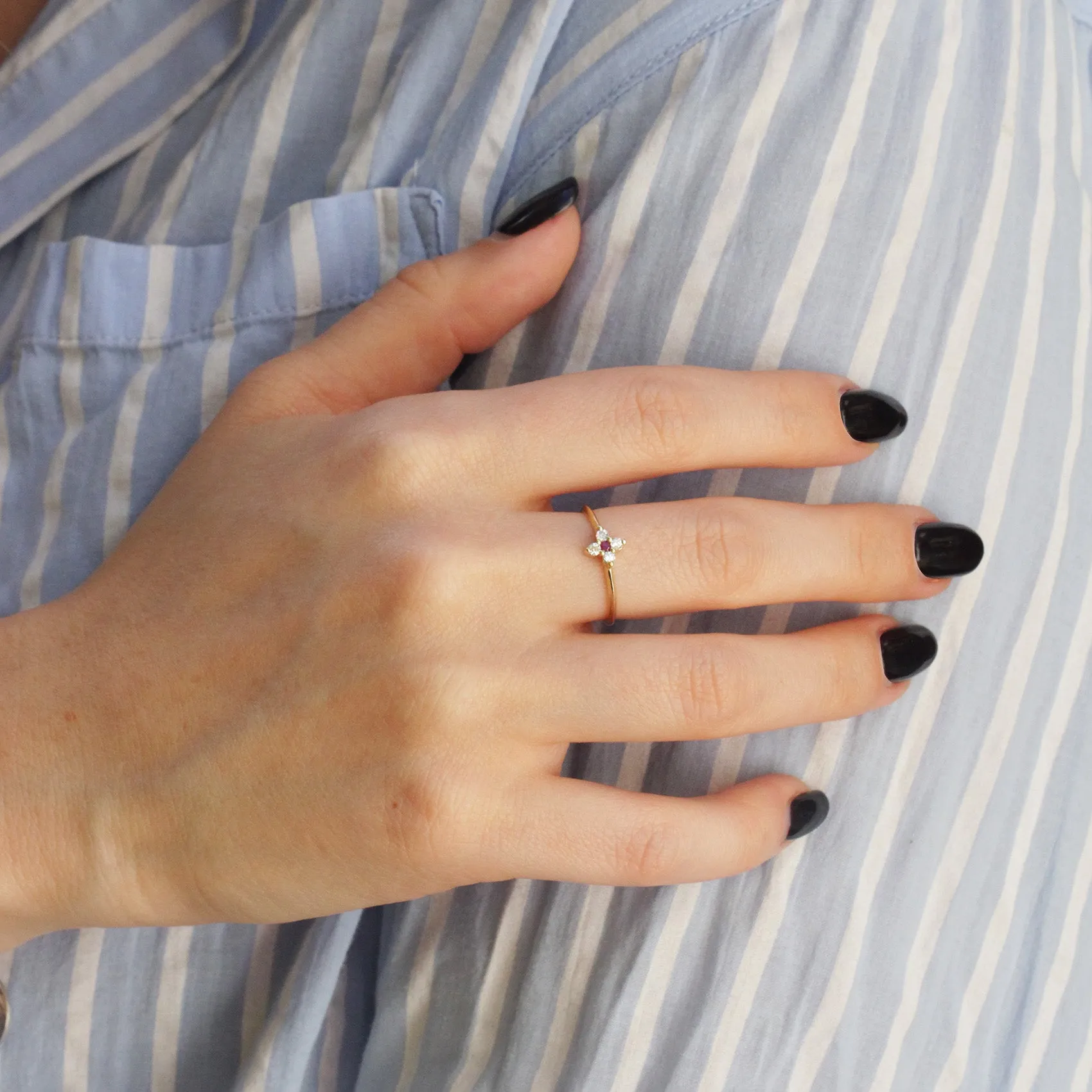 Beth Ring With Ruby And White Diamonds