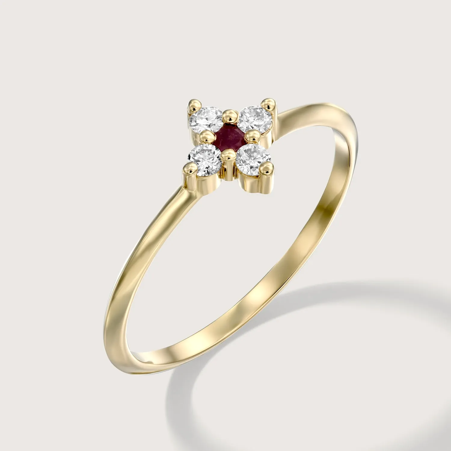 Beth Ring With Ruby And White Diamonds