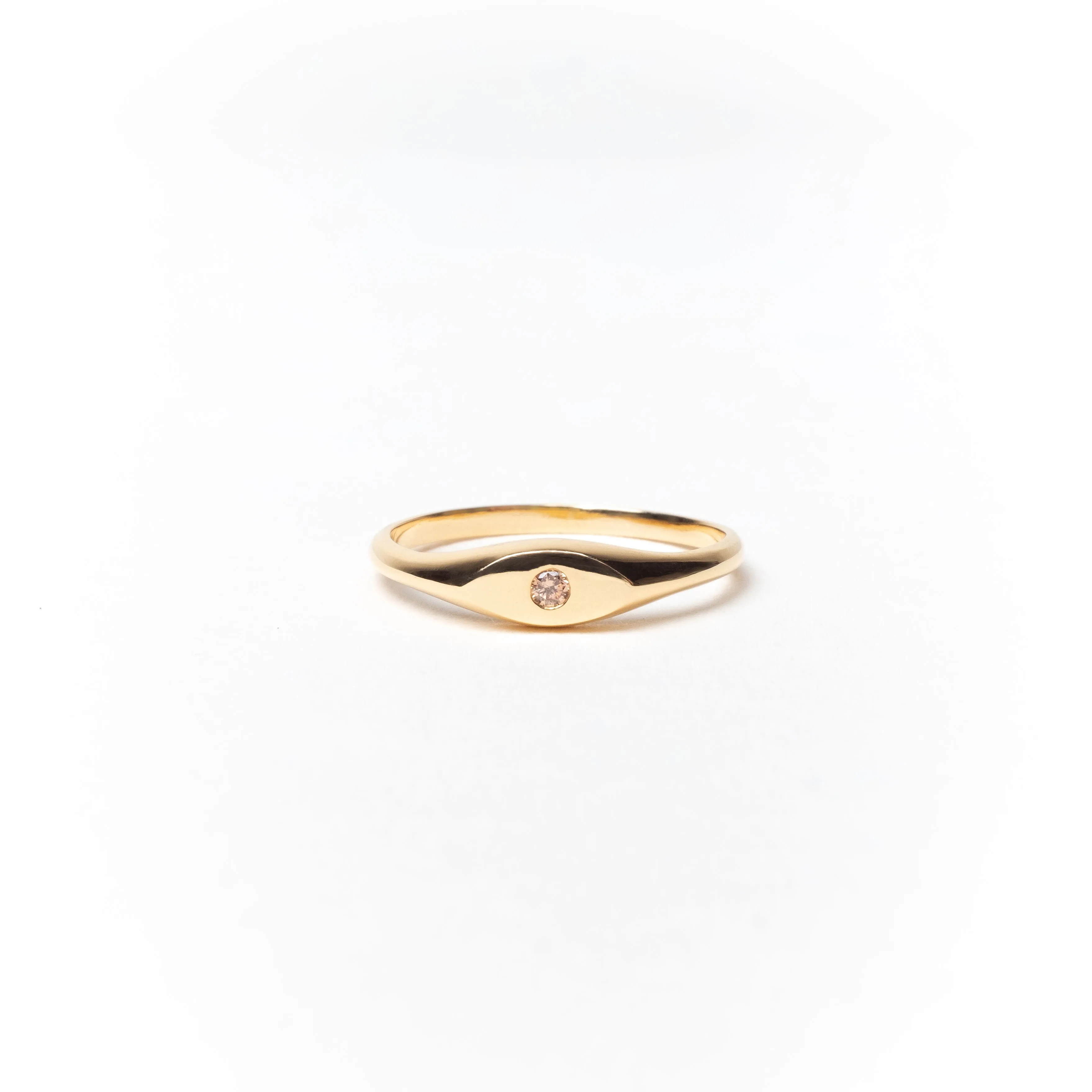 Birthstone Signet Ring, Solid 14k Gold