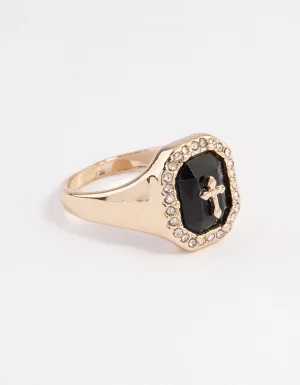 Black Cross Signet Ring