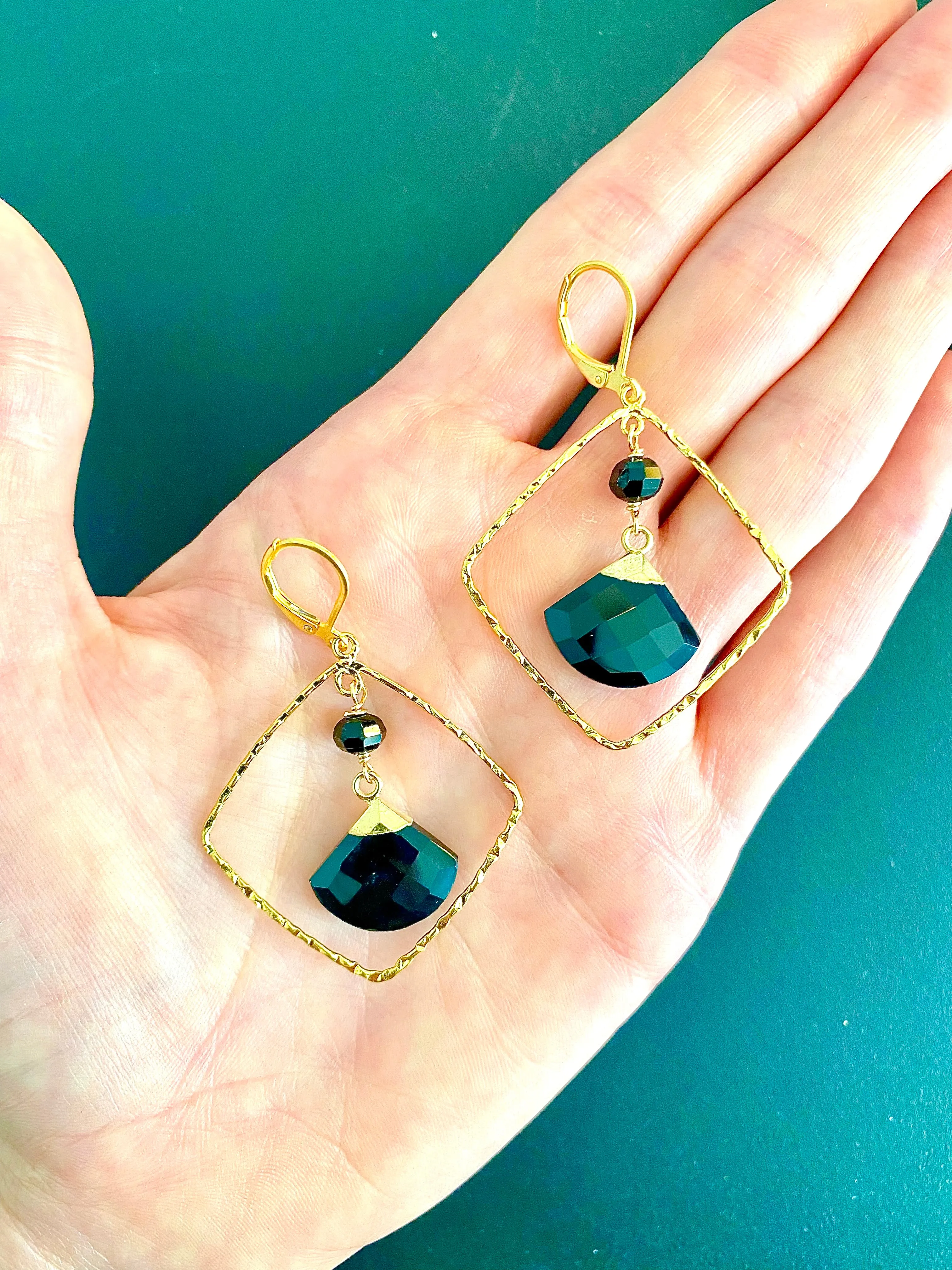 Black Diamond Fan Earrings