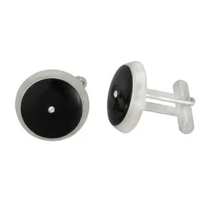 Black Onyx Stone Genuine Swarovski Crystals Cufflinks