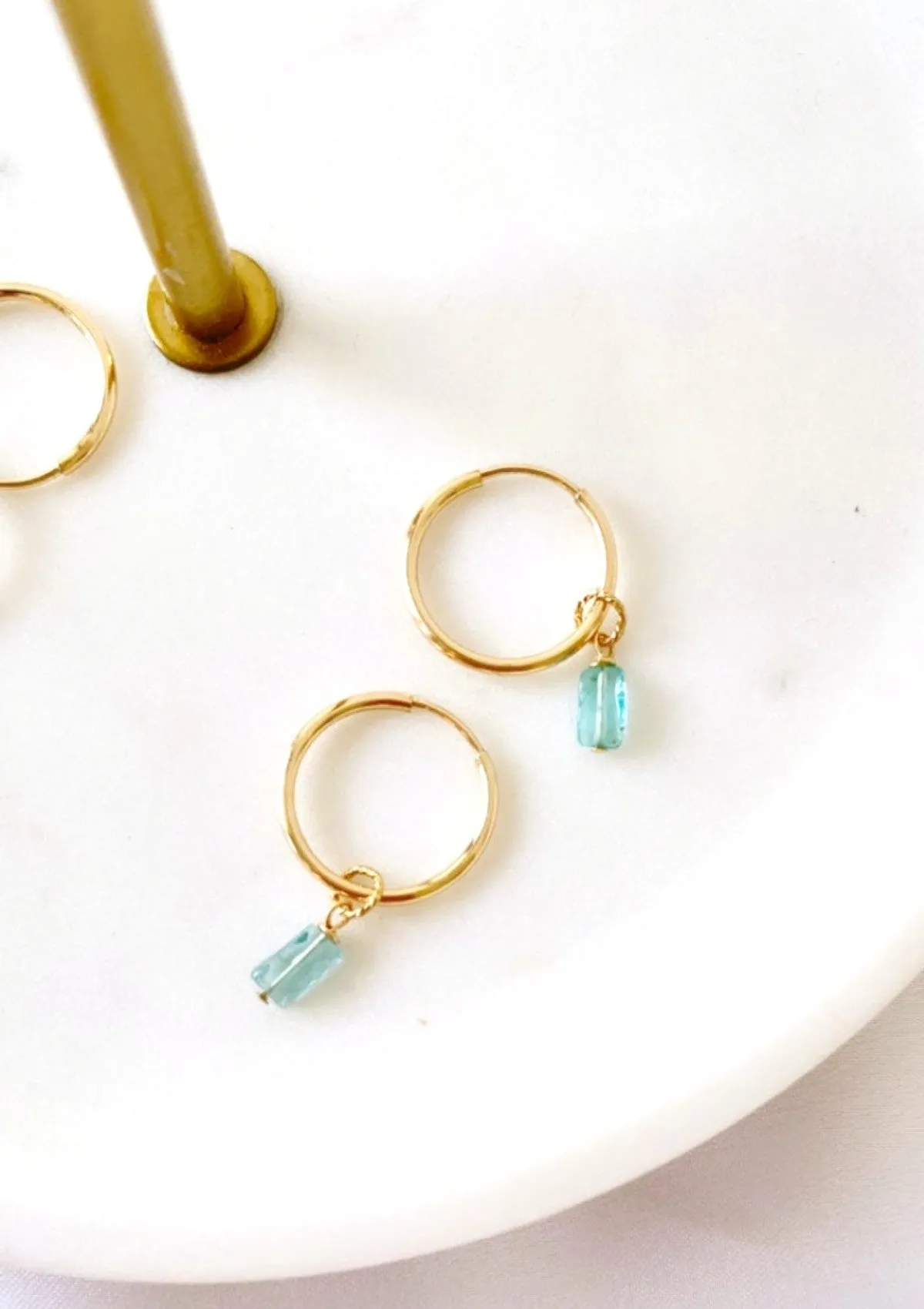 Blue Apatite Mini Infinity Hoops