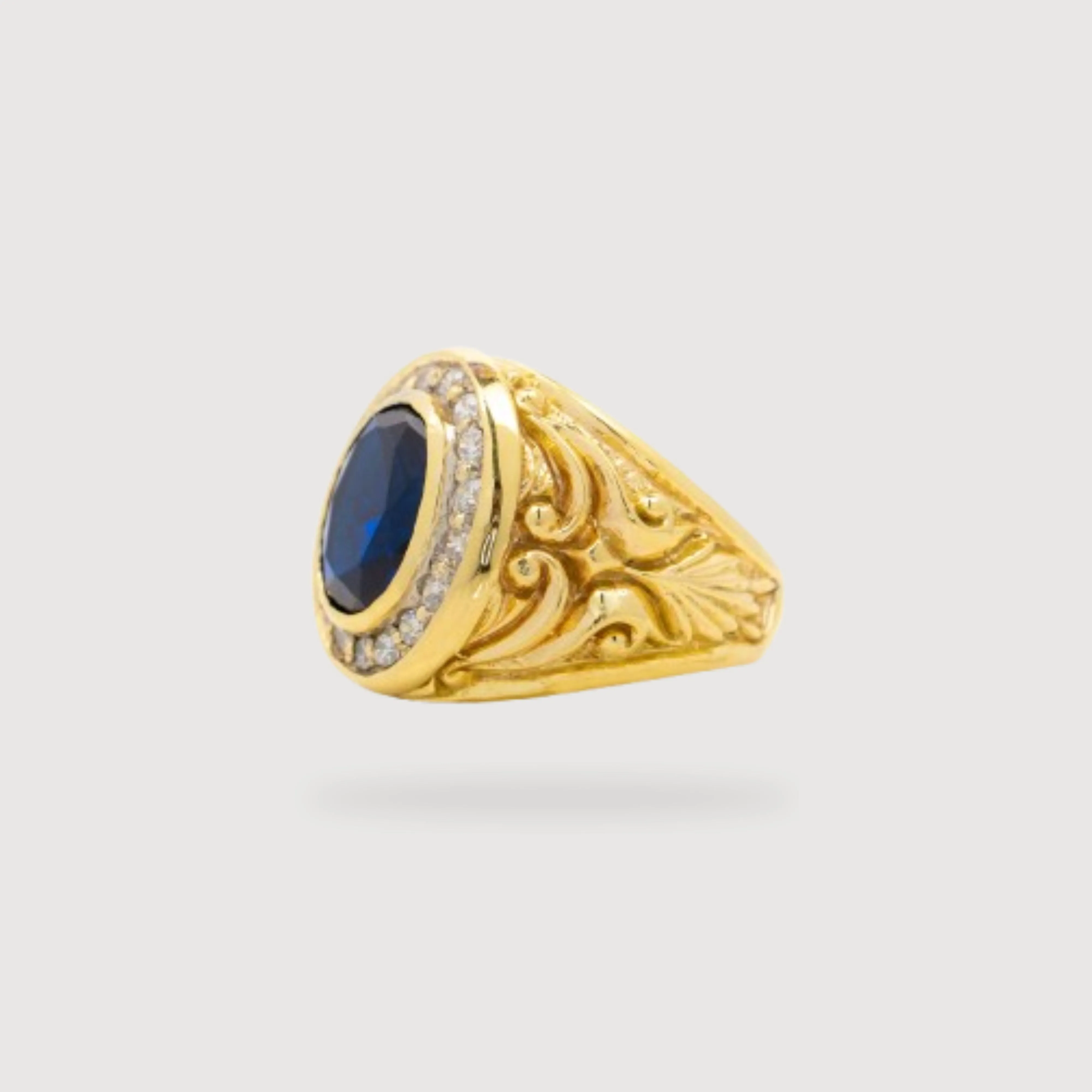 Blue Stone Signet Ring in Solid Gold