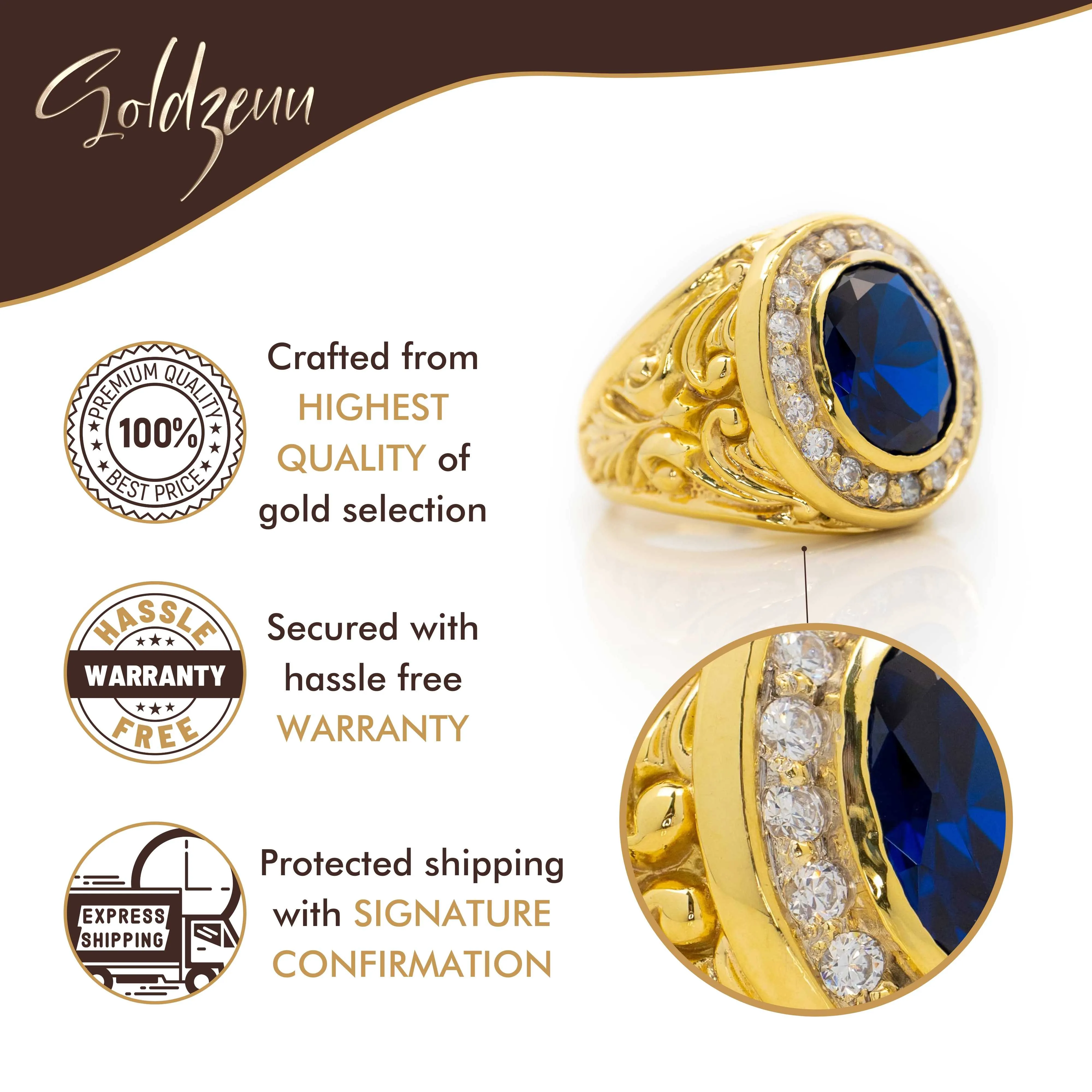 Blue Stone Signet Ring in Solid Gold