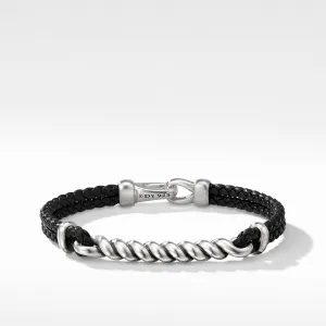 Cable ID Black Leather Bracelet