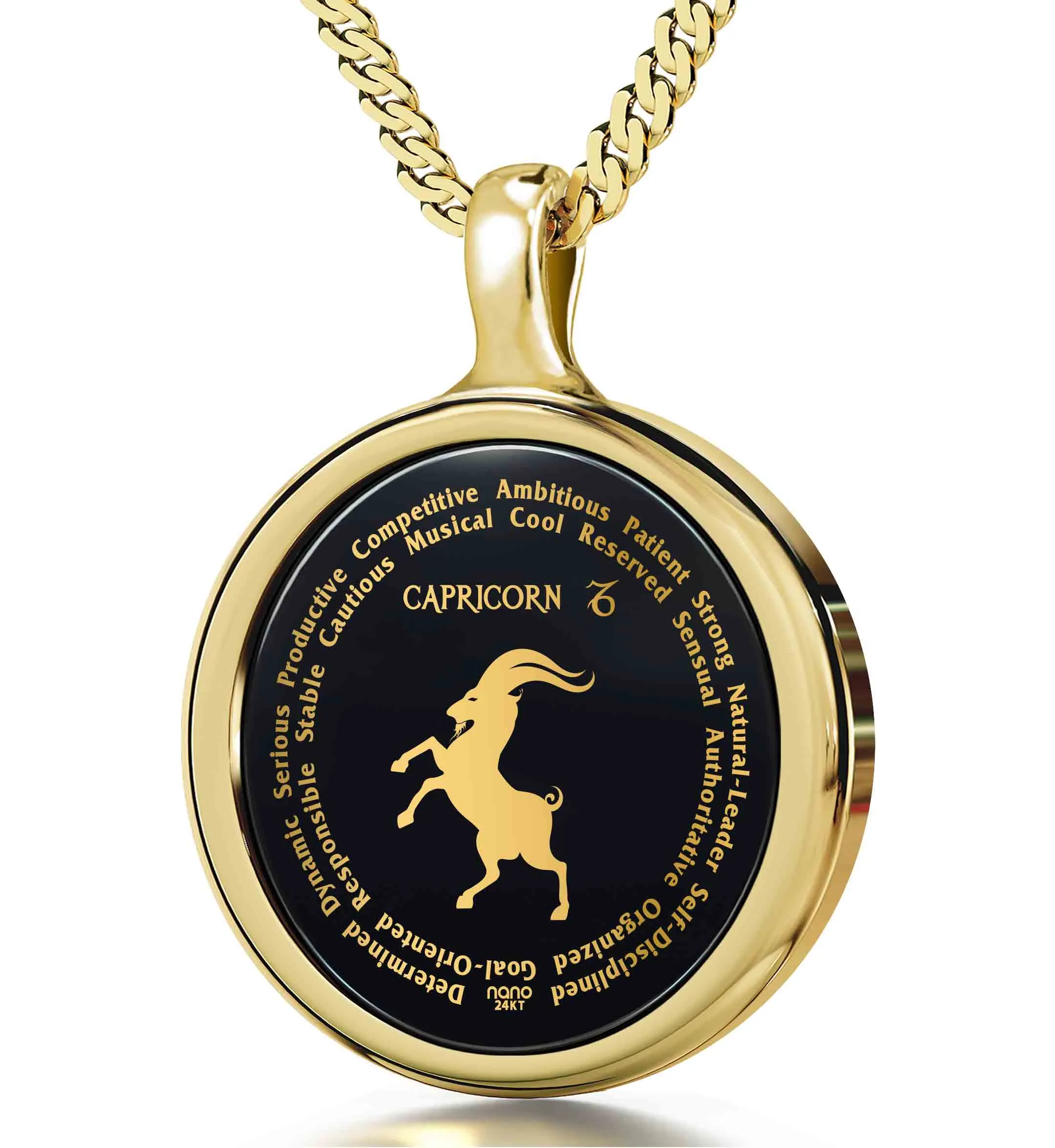 Capricorn Necklaces for Lovers of the Zodiac 24k Gold Inscribed