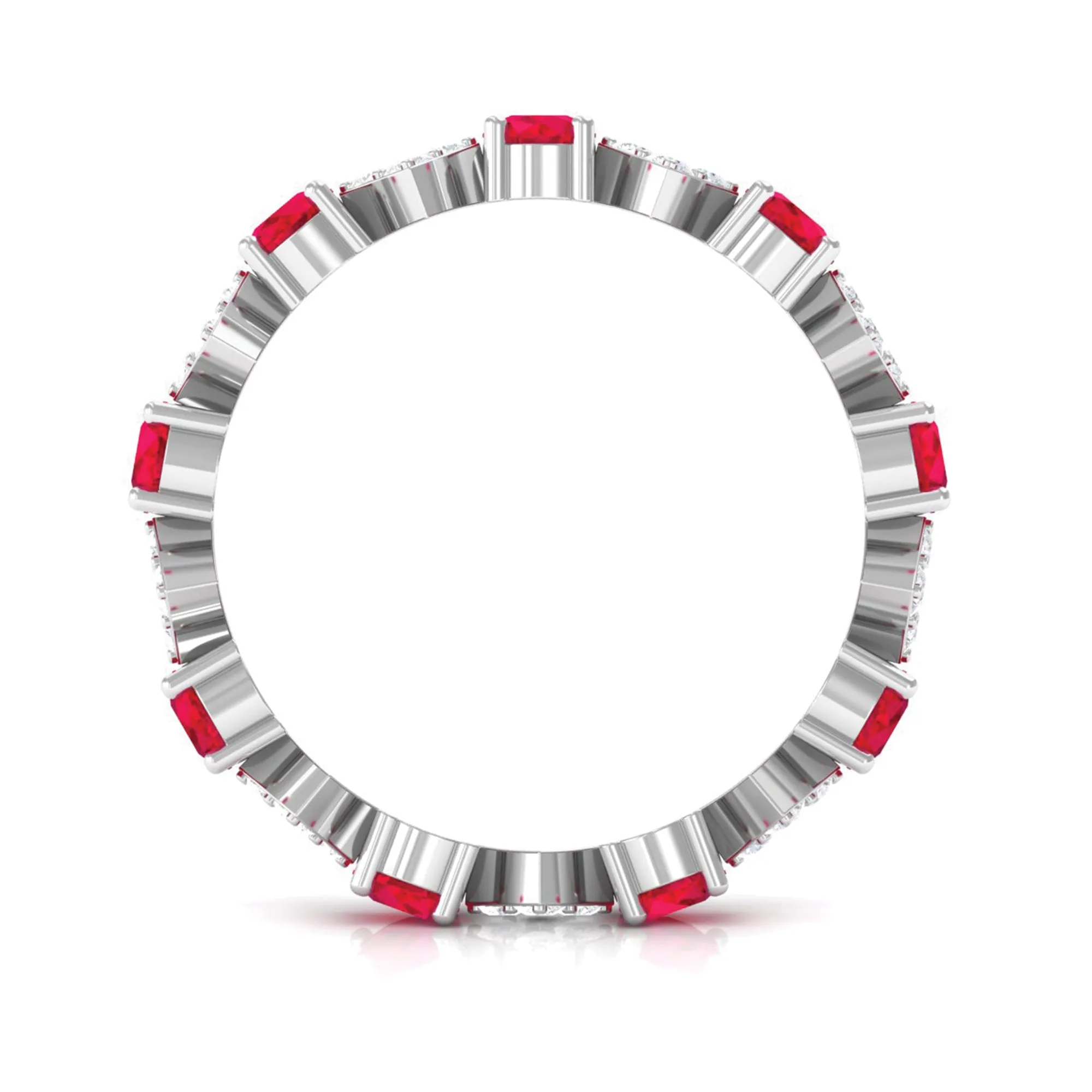 Certified Lab Created Ruby and Diamond Eternity Band Ring