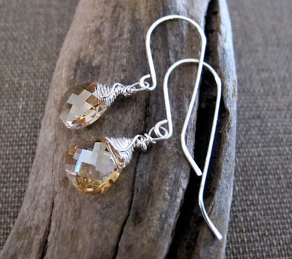 Champagne Crystal Dangle Earrings