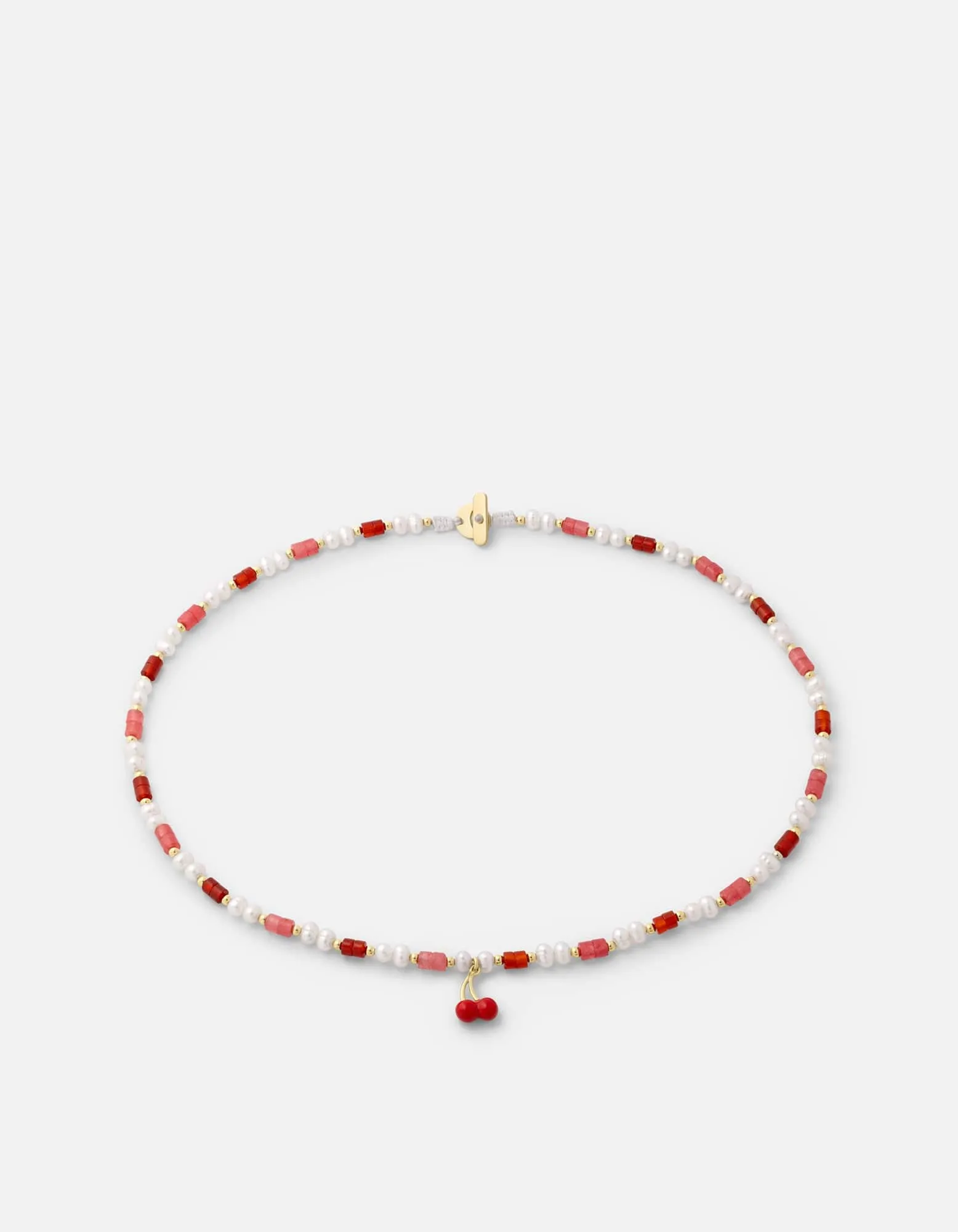 Cherry Enamel Beaded Choker, Gold Vermeil