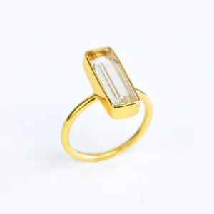 Clear Quartz Bar Ring : April Birthstone