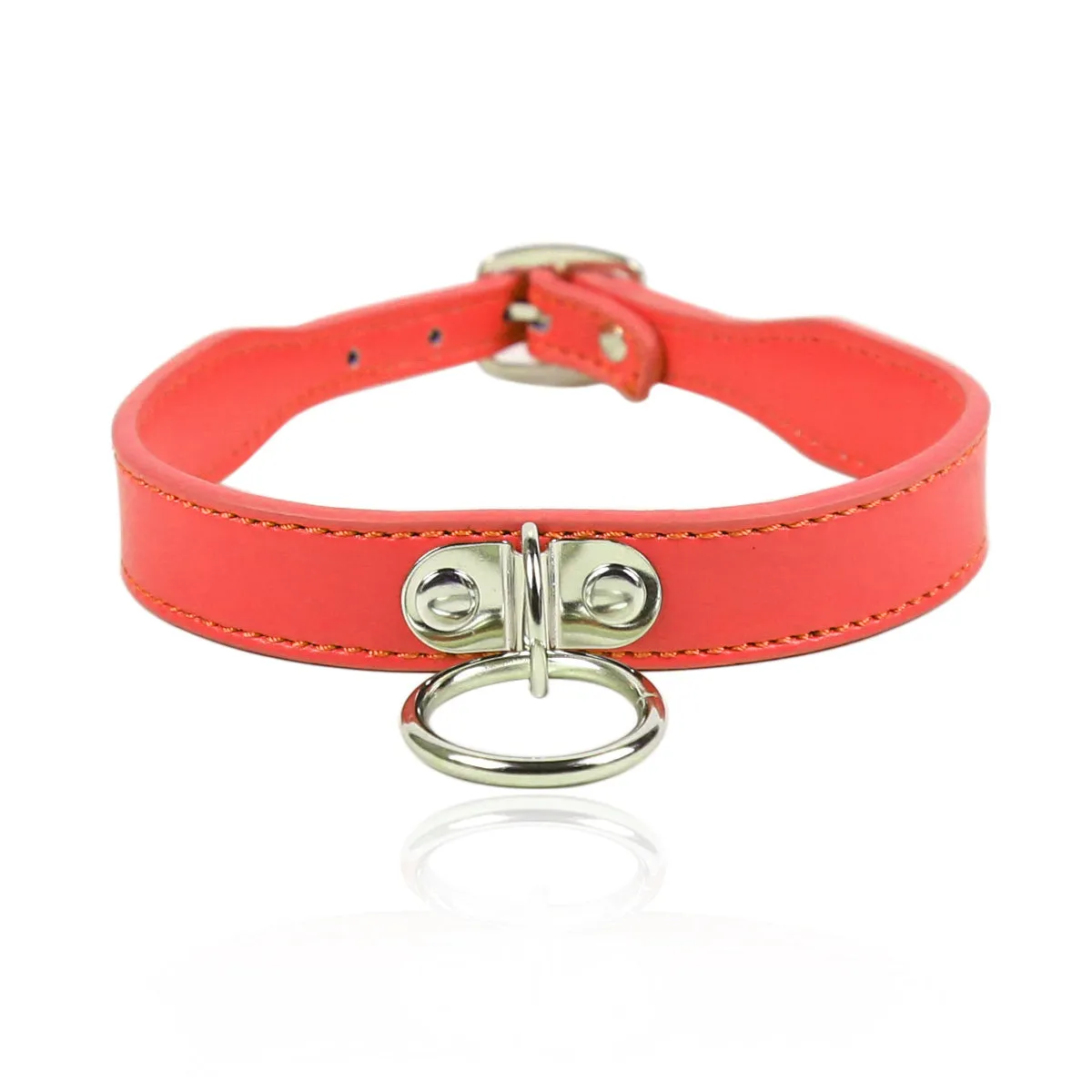 Collar - D Ring Slave Fashion Collar - Vegan Leather (5 color options)