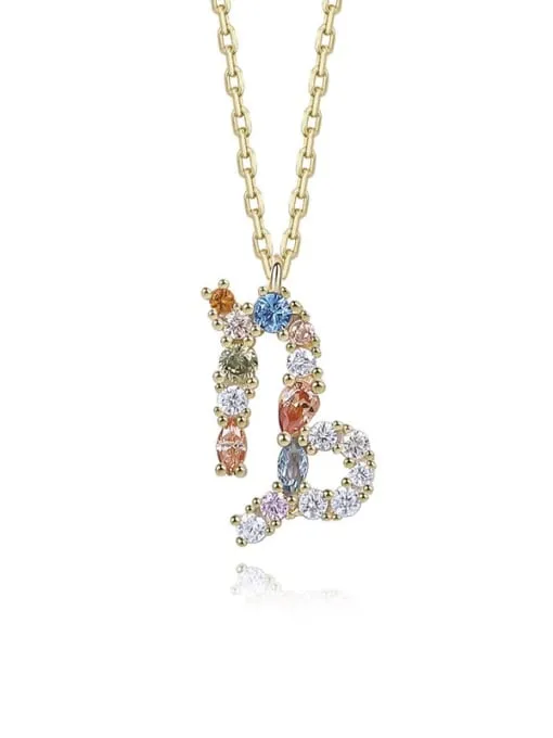 Colorful Zircon Constellation Necklace, 18K Gold Plated .925 Sterling Silver Luxury Necklace