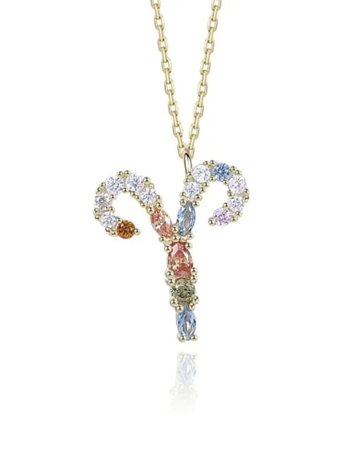 Colorful Zircon Constellation Necklace, 18K Gold Plated .925 Sterling Silver Luxury Necklace