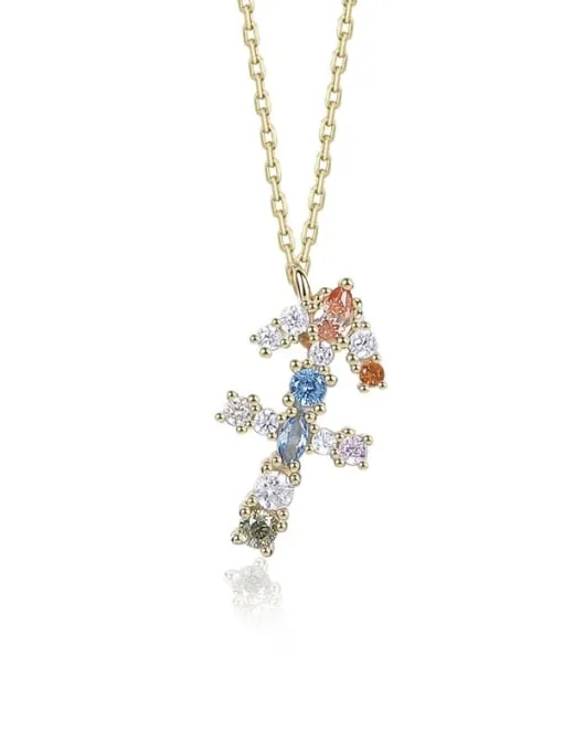 Colorful Zircon Constellation Necklace, 18K Gold Plated .925 Sterling Silver Luxury Necklace