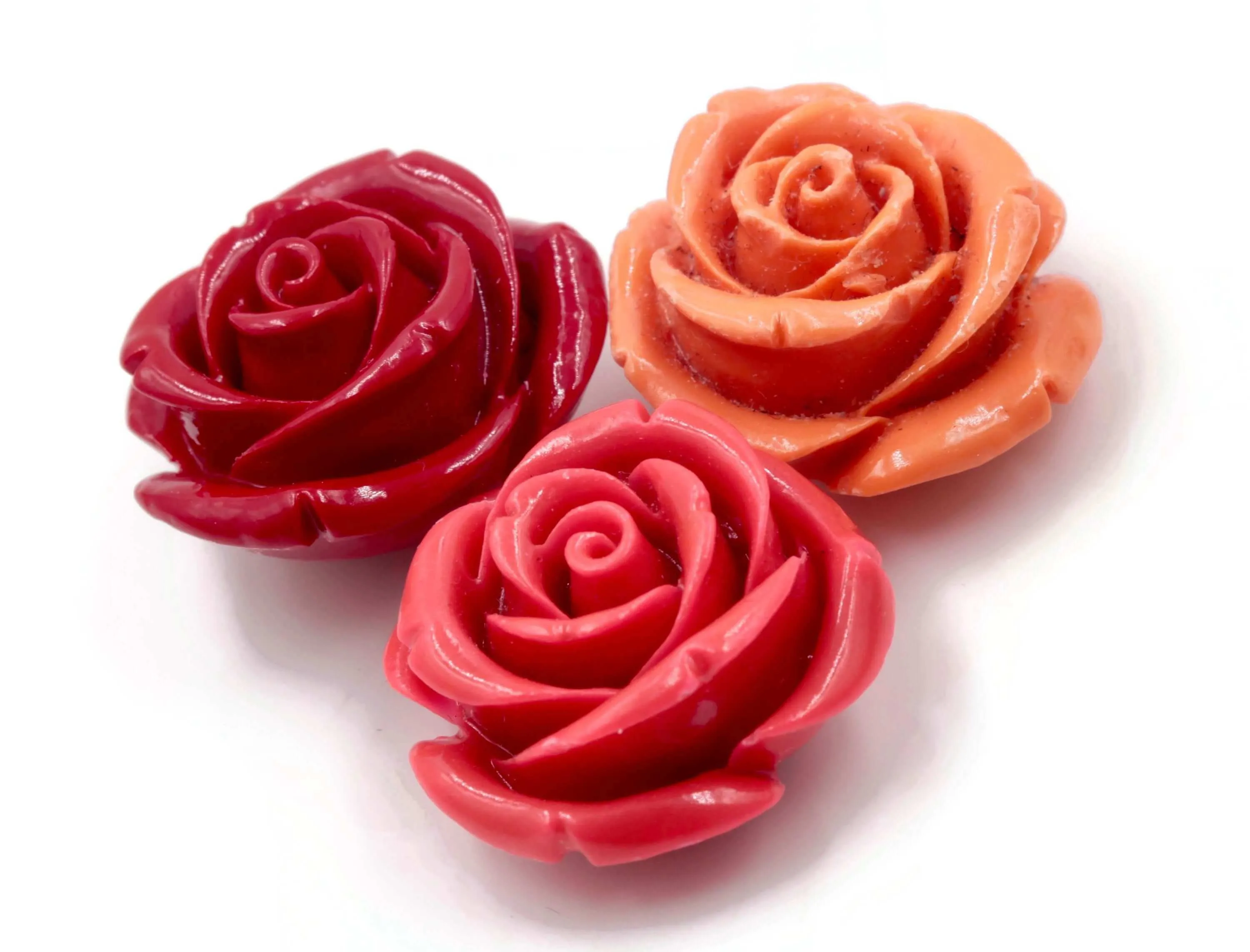 Composite Coral Flower Rose Resin Coral Red Flower Mount Orange Flower Post Loose Gemstone Resin Coral Flower 25mm DIY Jewelry Supplies SKU:114164