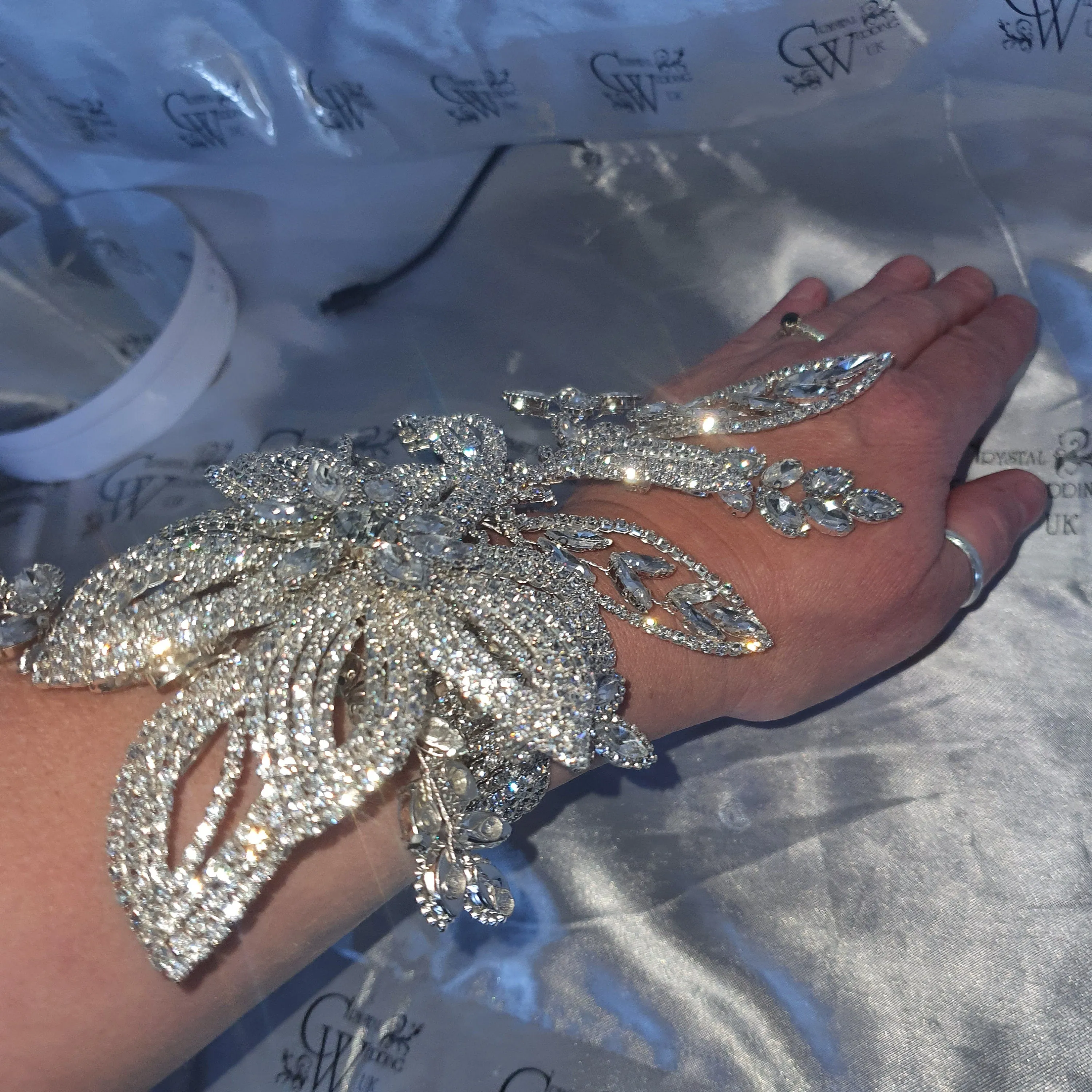 Crystal Wedding corsage Bracelet Jewellery Crystalflower Wedding Bride Cuff  by Crystal wedding uk