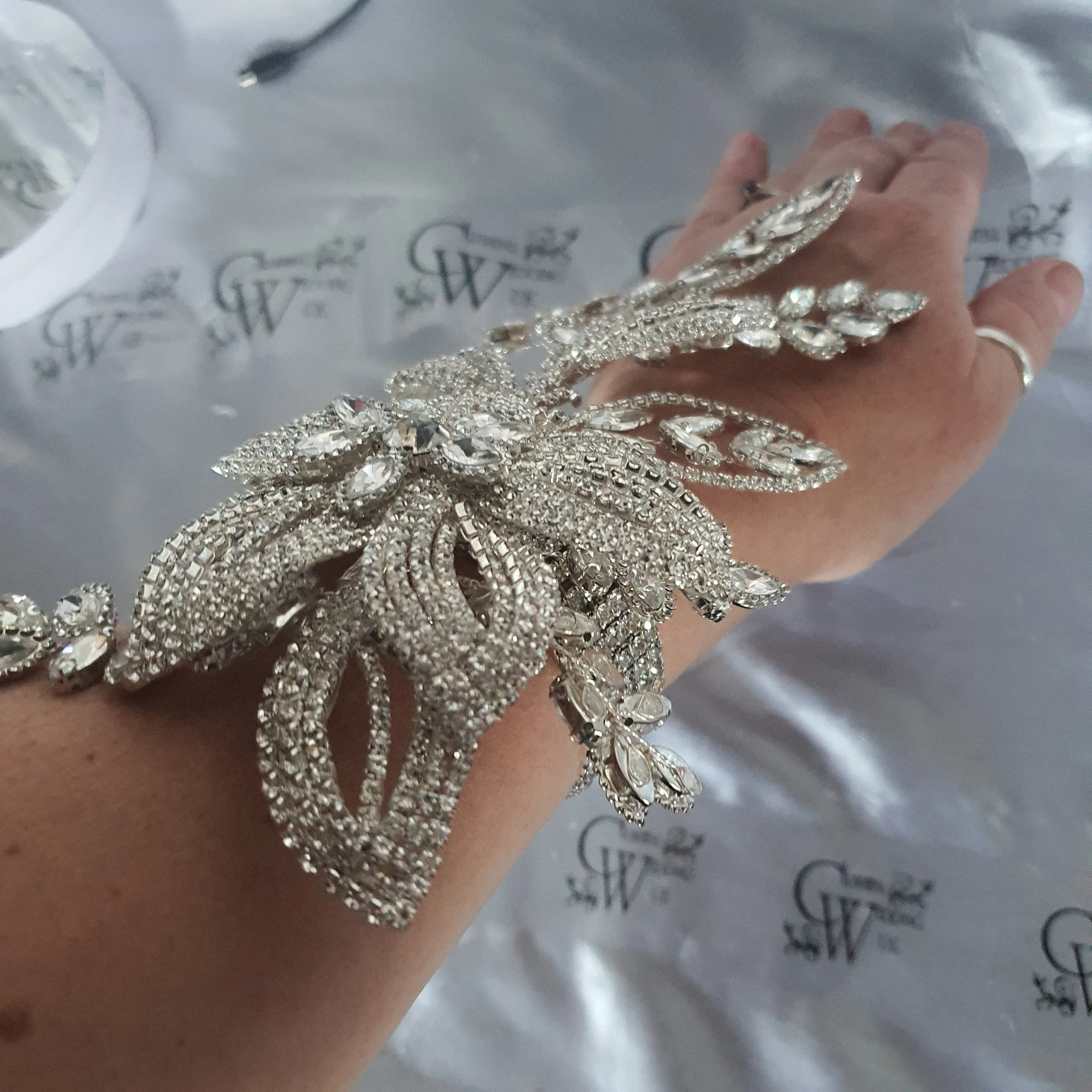 Crystal Wedding corsage Bracelet Jewellery Crystalflower Wedding Bride Cuff  by Crystal wedding uk