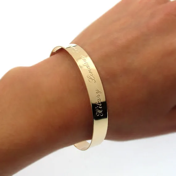 Custom Inspirational Personalized Gold Cuff for her