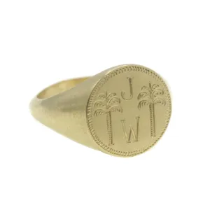 Custom Palm Tree Engraved Signet Ring