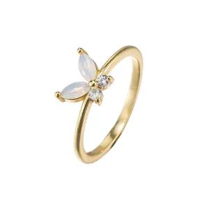 CZ and Opal Butterfly Ring