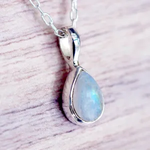 Dainty Tear Drop Moonstone Necklace