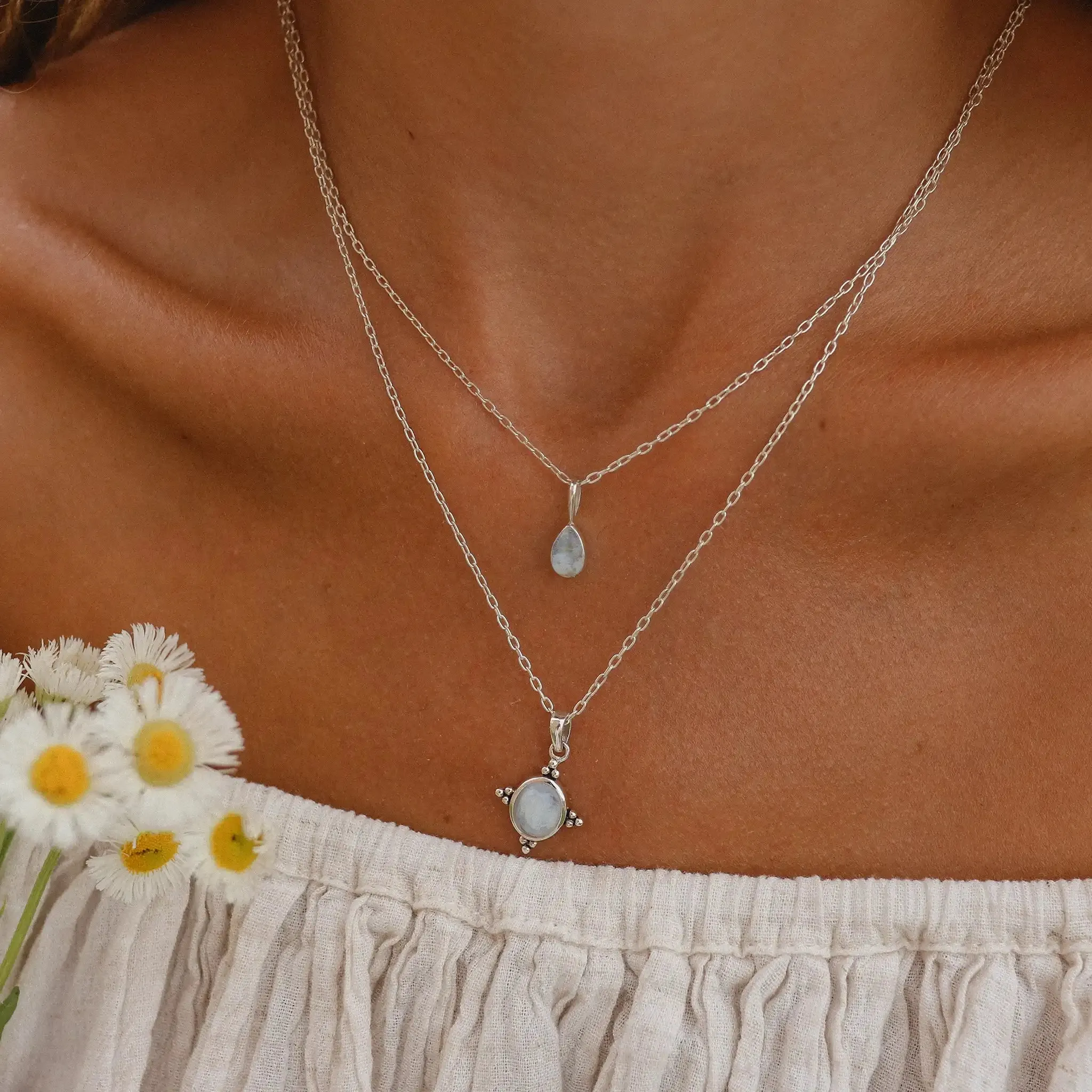 Dainty Tear Drop Moonstone Necklace