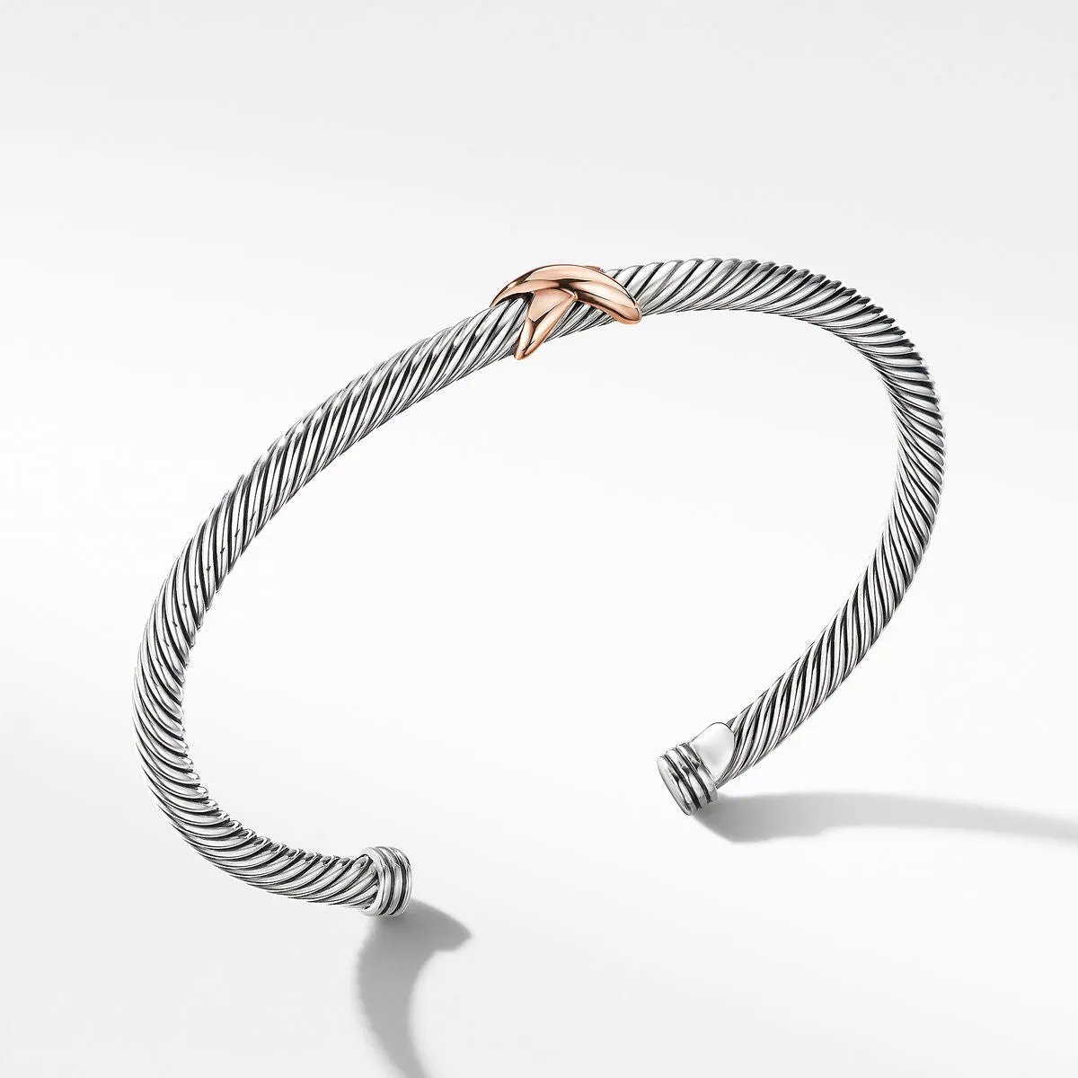 David Yurman 4MM 14k Rose Gold X Station Bracelet