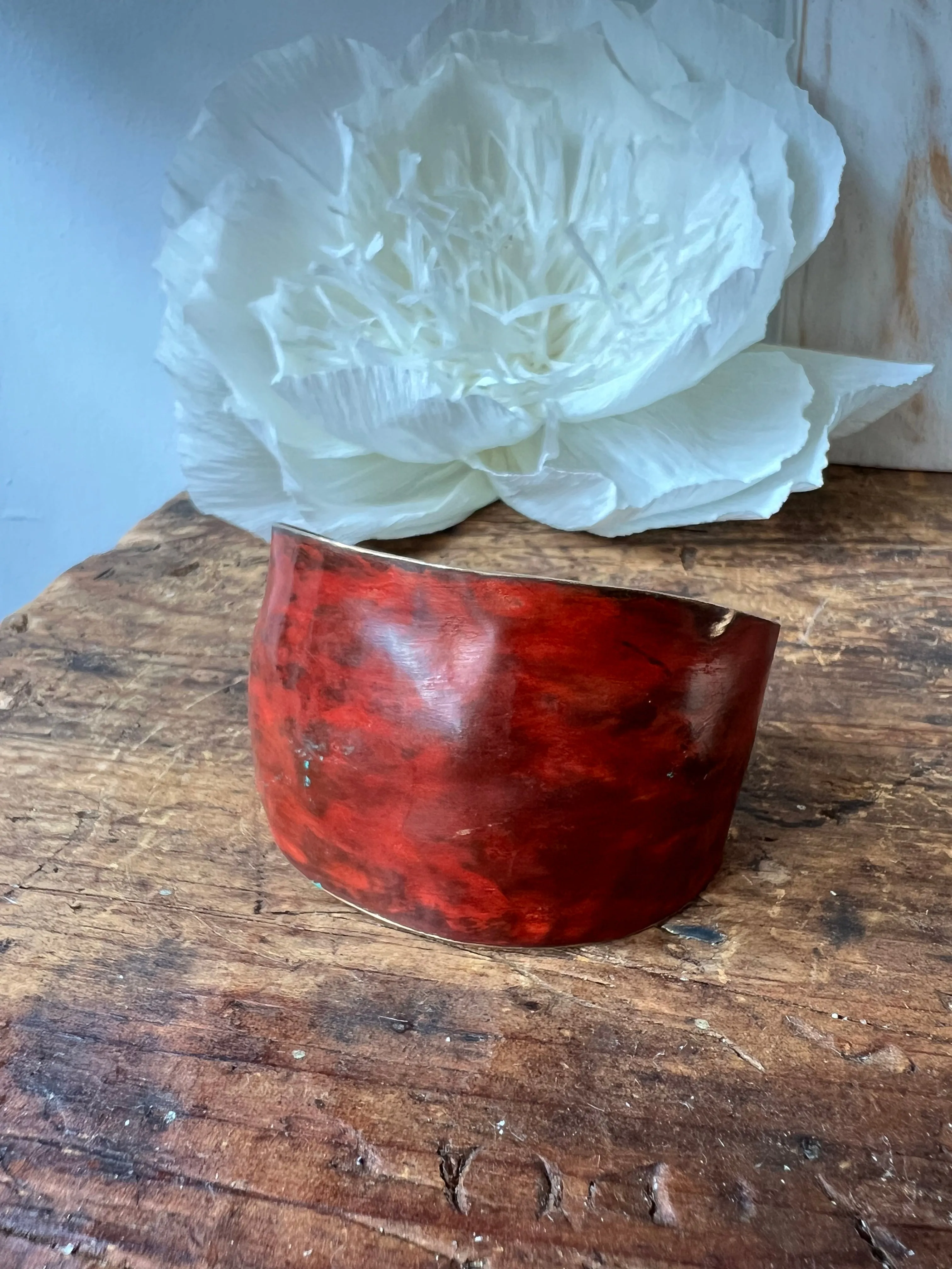 Dennis Higgins Red Patina Bronze Cuff