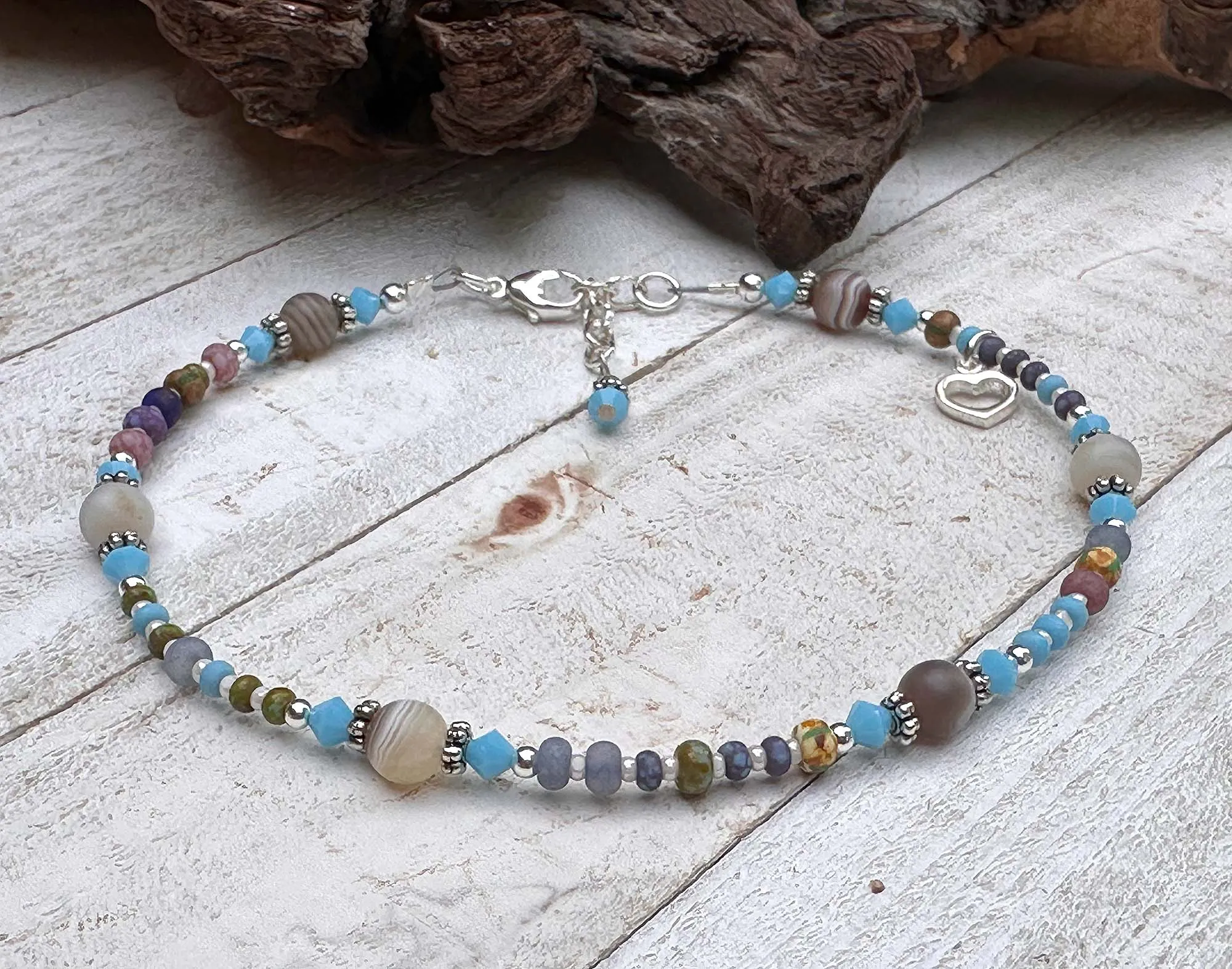 Desert Sky Blue Custom Beaded Anklet