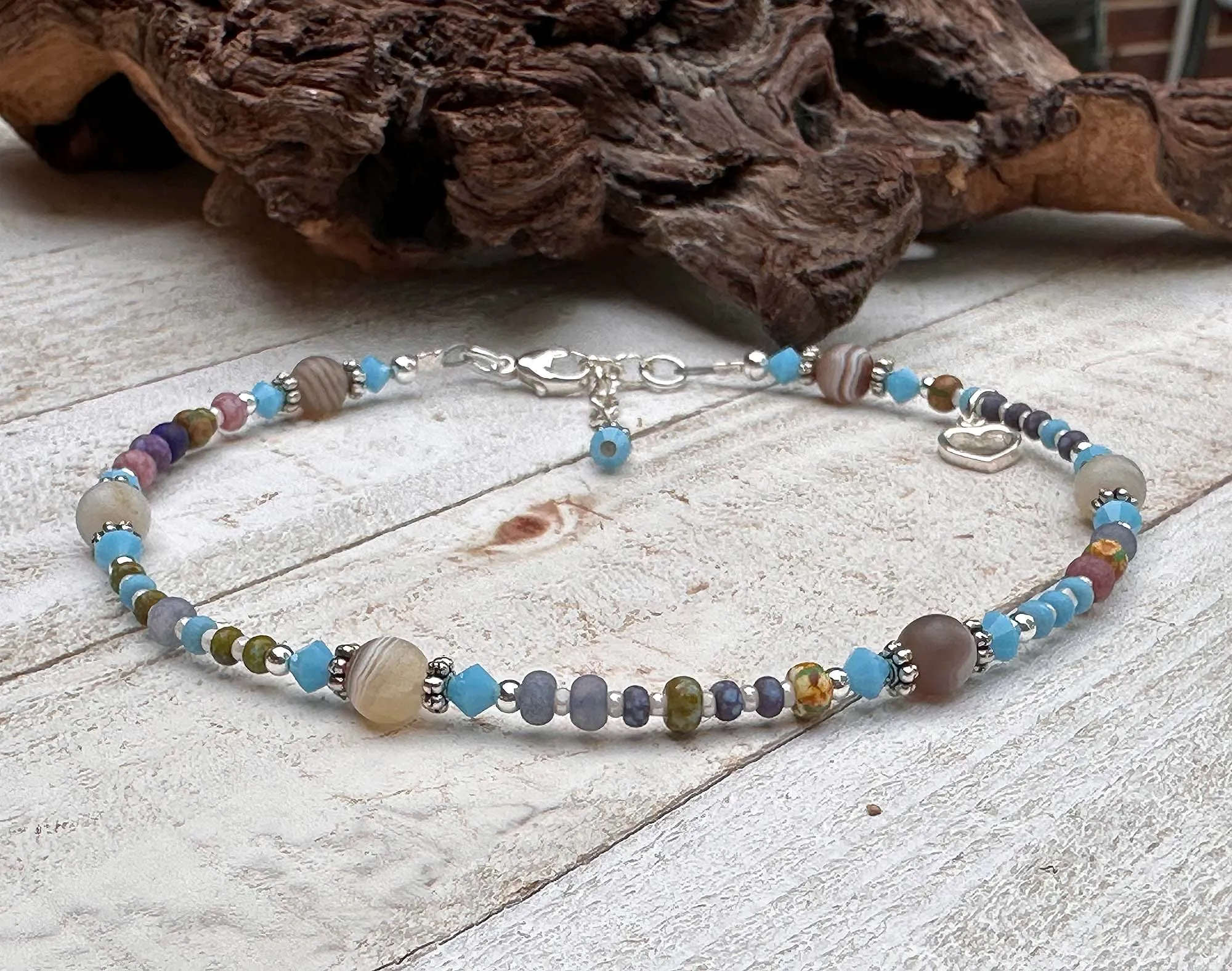 Desert Sky Blue Custom Beaded Anklet